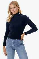 Yarım Balıkçı Düğmeli Derbili Triko Kazak - Lacivert (1) Sementa