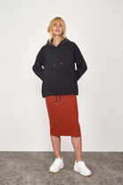 Yırtmaçlı Triko Etek - Taba (1) Sementa