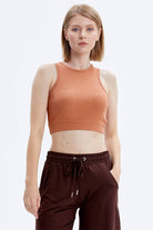 Yüzücü Model Crop Tshirt - Tarçın (2) Sementa